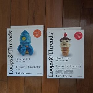 Loops & Threads Crochet Kit - Rocket Ship and Ice Cream Cone